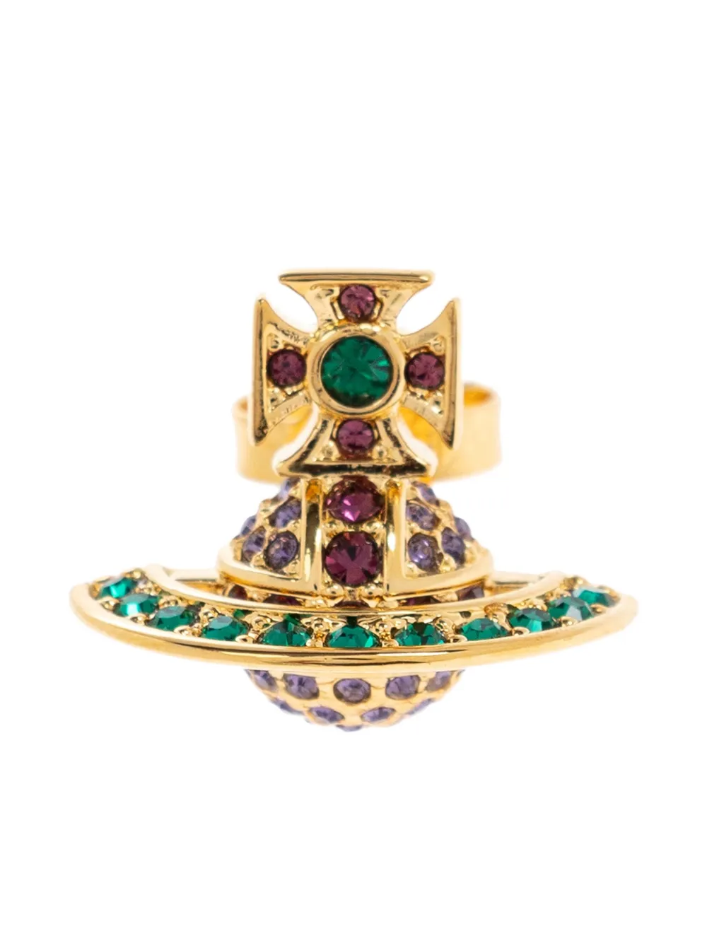 Vivienne Westwood Orb Cross Crystal Earrings In Gold