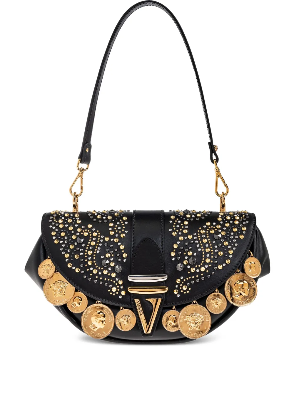 Versace Virtus Shoulder Bag In Black