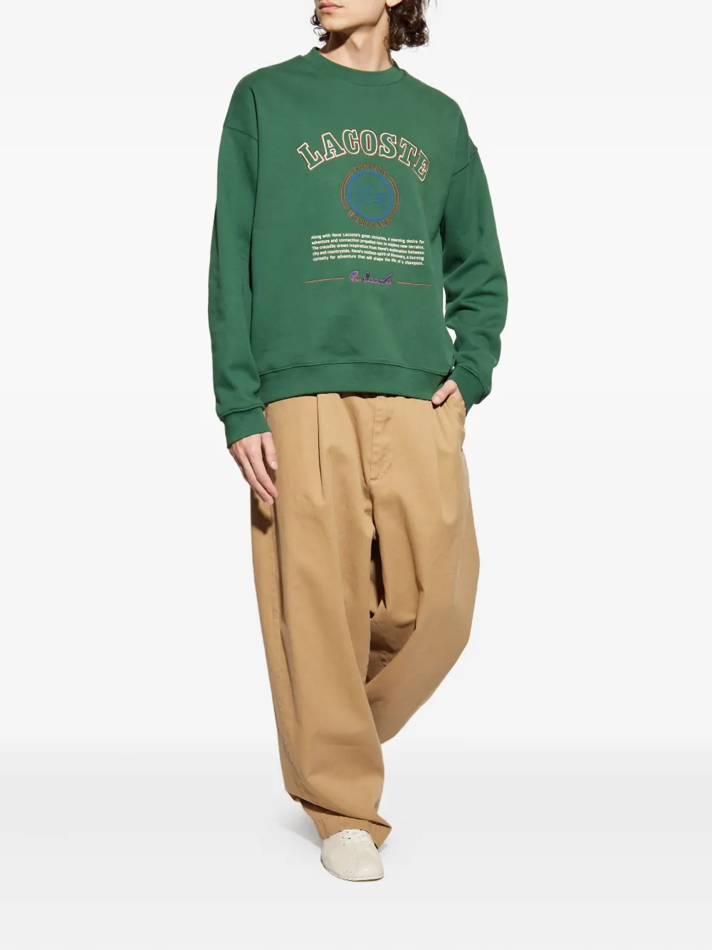 Lacoste Fleece sweater met geborduurd logo - Groen