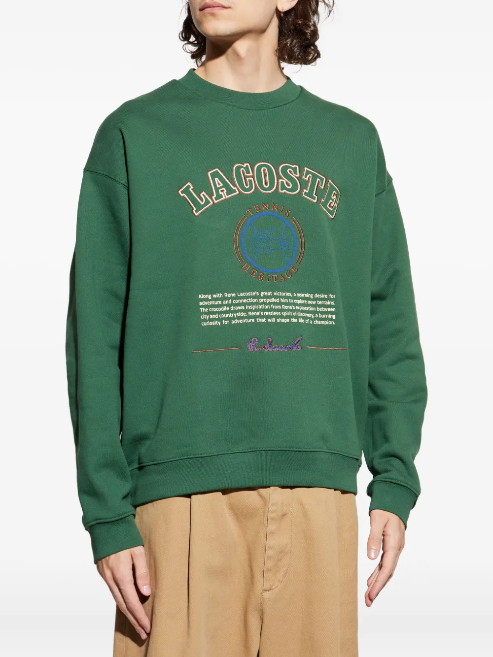 Lacoste Fleece sweater met geborduurd logo Groen