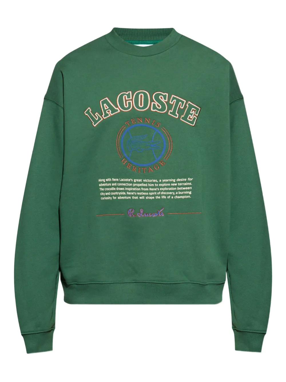 Lacoste Heritage-embroidery fleece sweatshirt | Green | Image 1