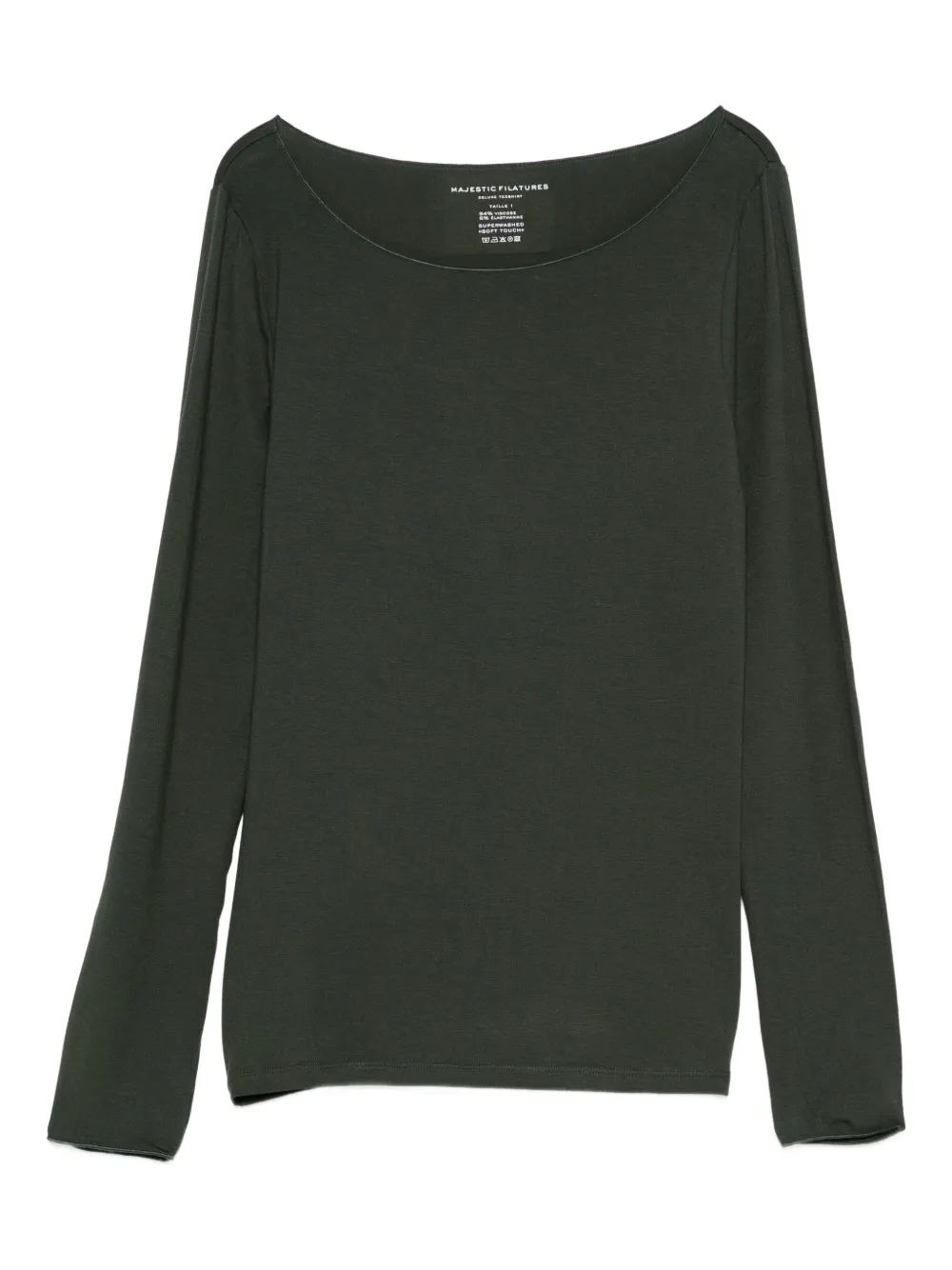 Majestic Filatures boat-neck long-sleeve top - Verde