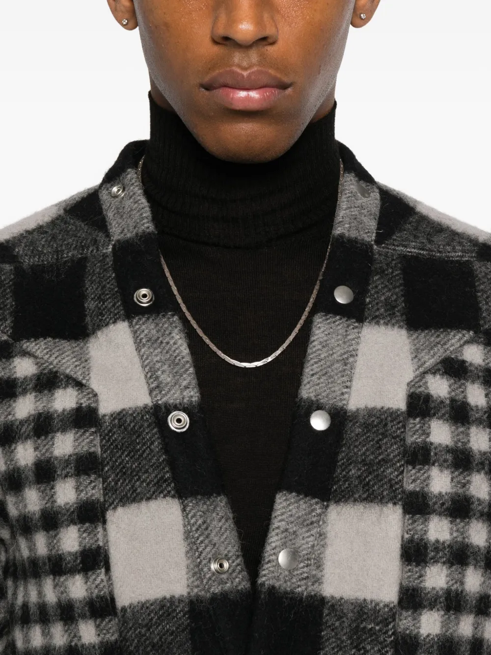 Rick Owens Patchwork Checked Wool Jacket In Black