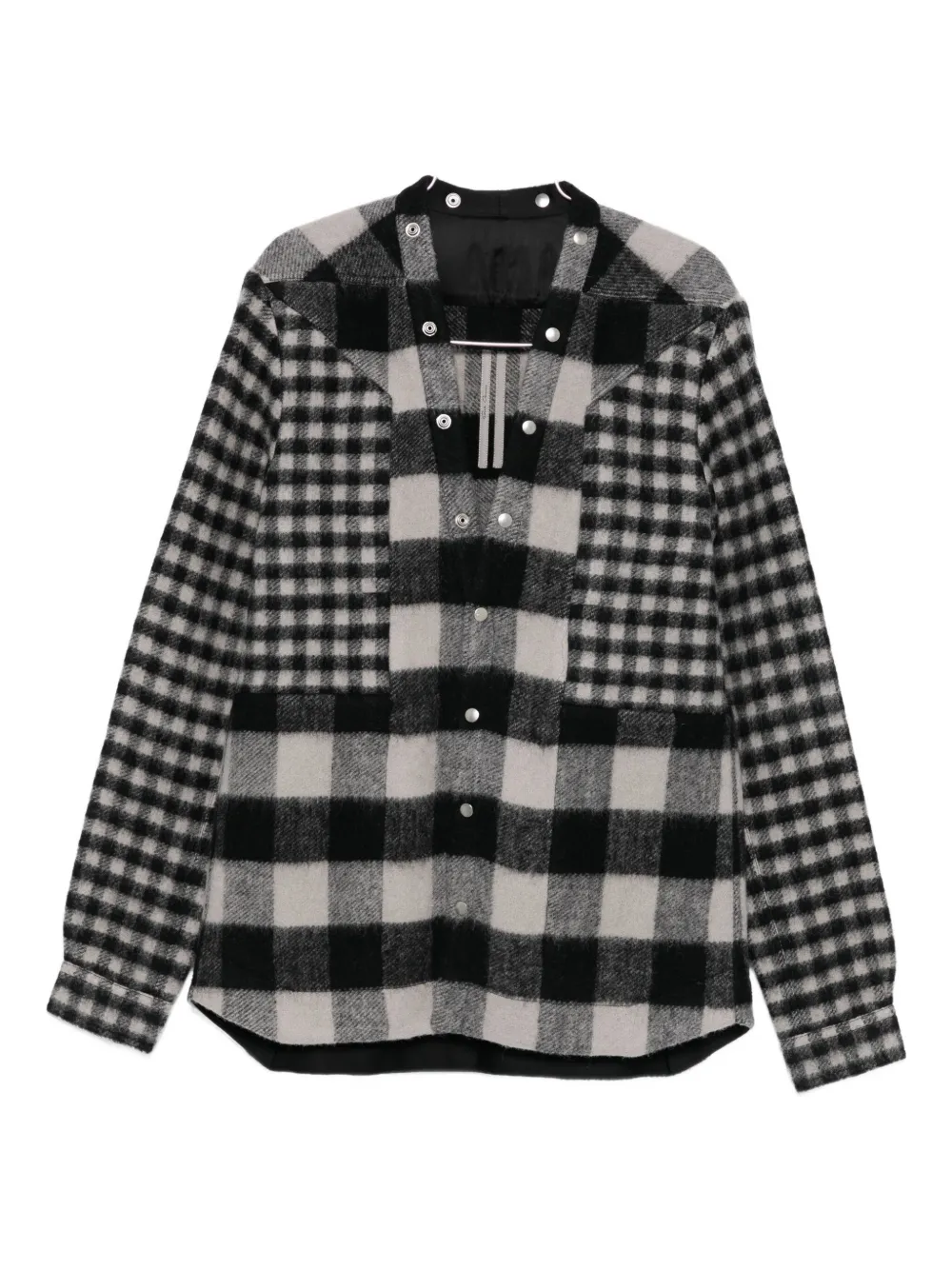 Rick Owens Patchwork Checked Wool Jacket In Black