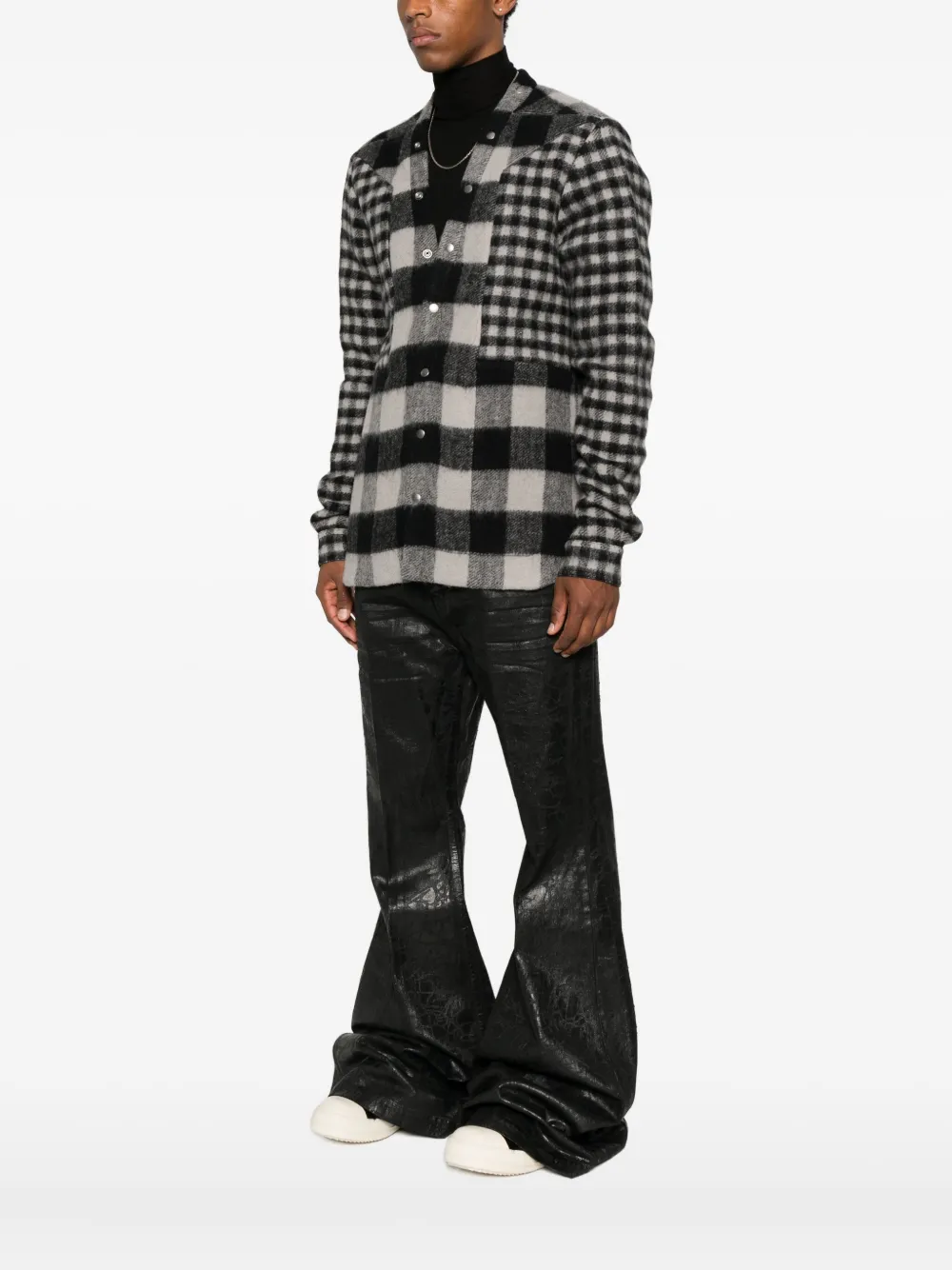 Rick Owens Patchwork Checked Wool Jacket In Black