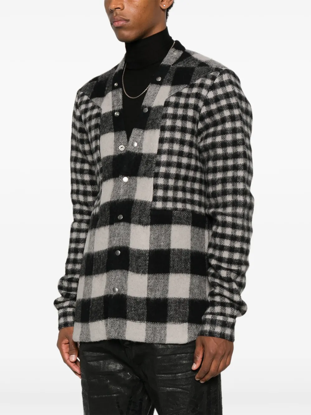 Rick Owens Wollen jack met patchwork Zwart