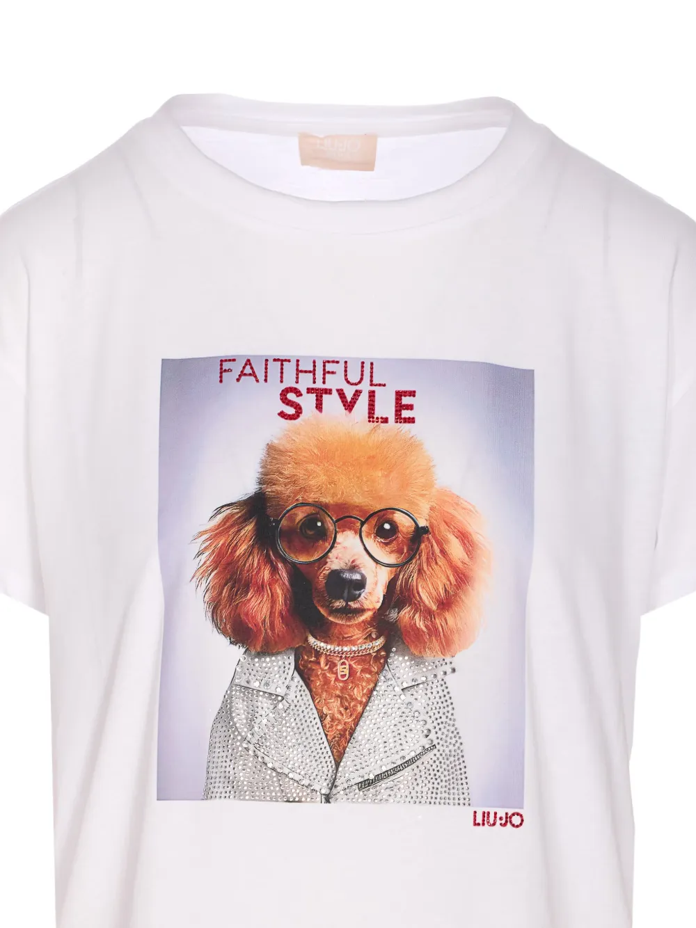 Liu •jo Graphic Dog Print T-shirt With Strass Detail In Multi