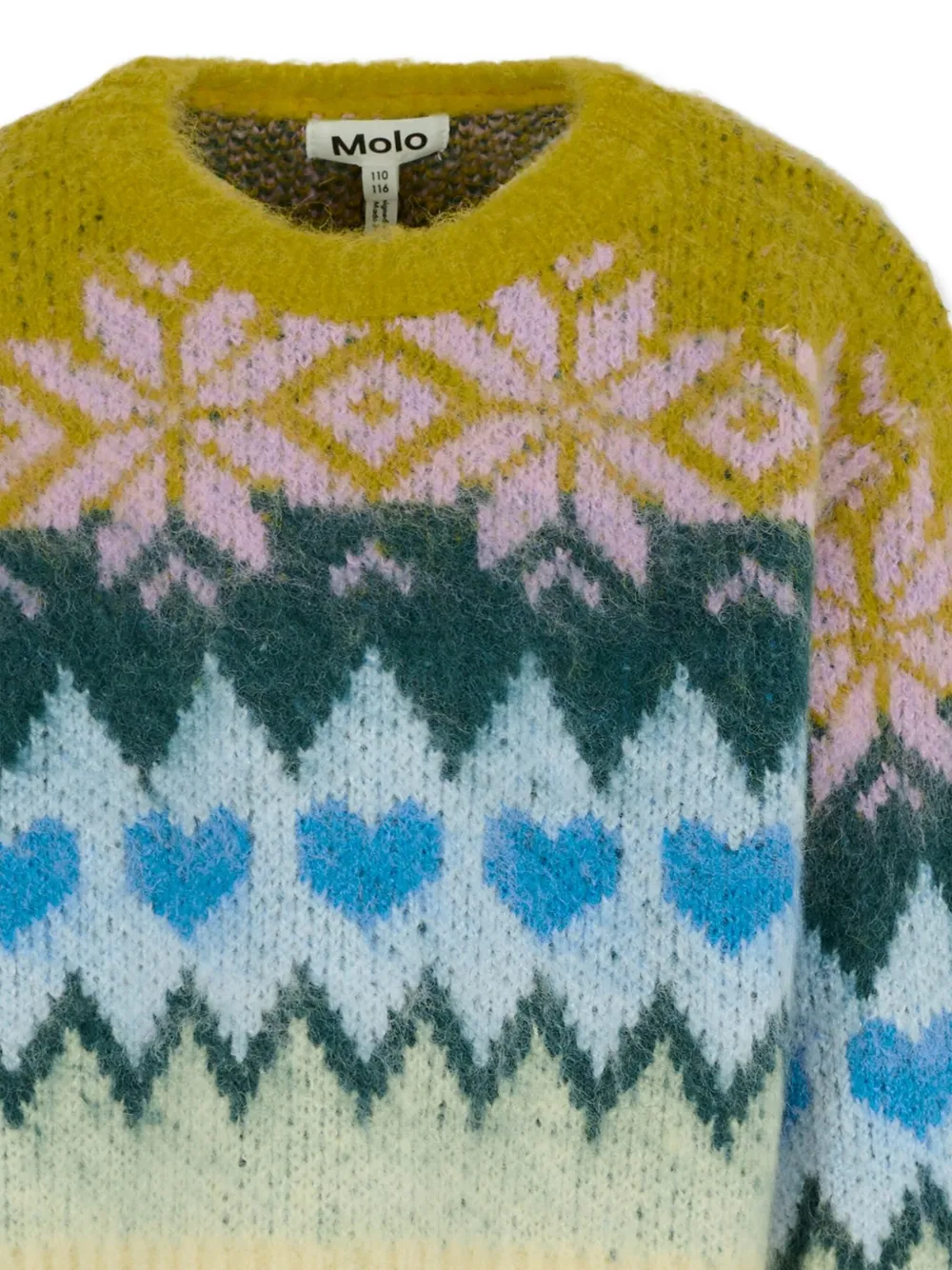 Molo Snowflake-heart Pattern Sweater In Green