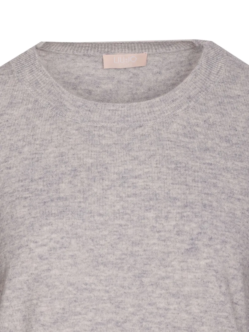 Liu •jo Ribbed Crew-neck Top In Gray