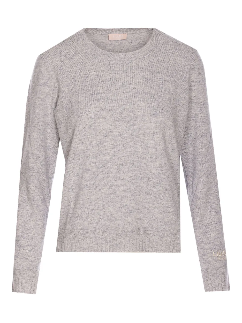 Liu •jo Ribbed Crew-neck Top In Gray