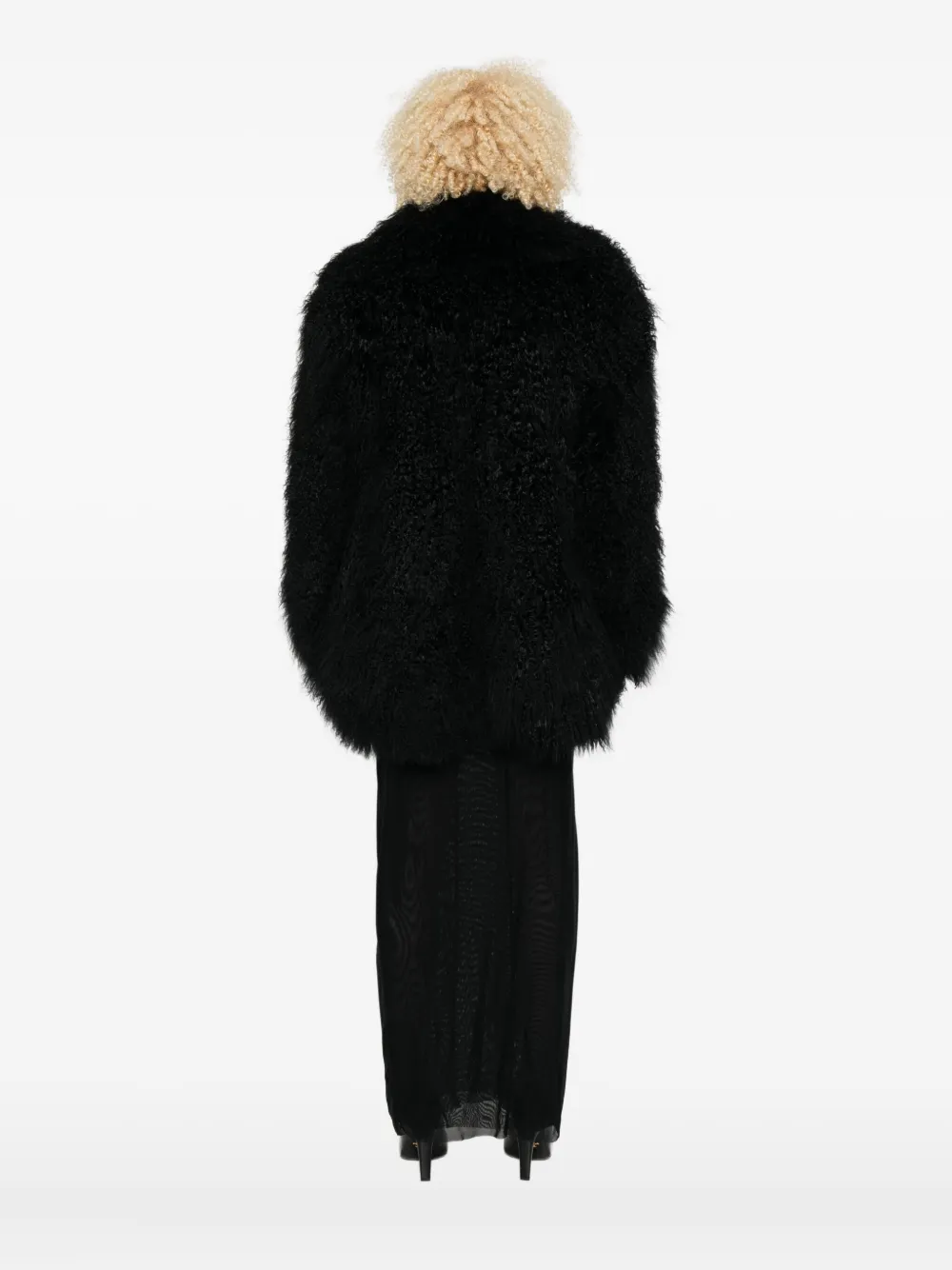 Numerootto Wavy-fleece Coat In Black