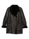Giorgio Armani double-breasted shearling coat - Brown
