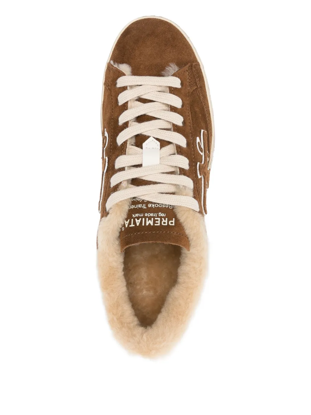 Premiata Steven Faux-fur Trimmed Sneakers In Brown