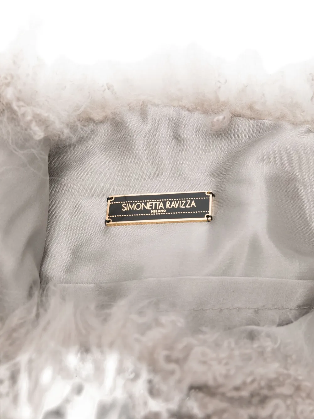 Simonetta Ravizza Shearling Shoulder Bag In Gray