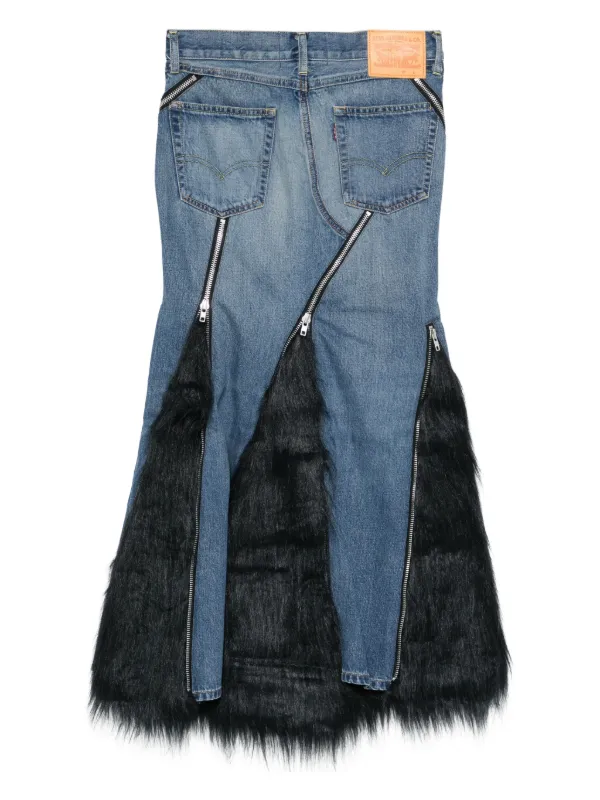 Junya Watanabe エコファー デニムスカート | ブルー | FARFETCH JP