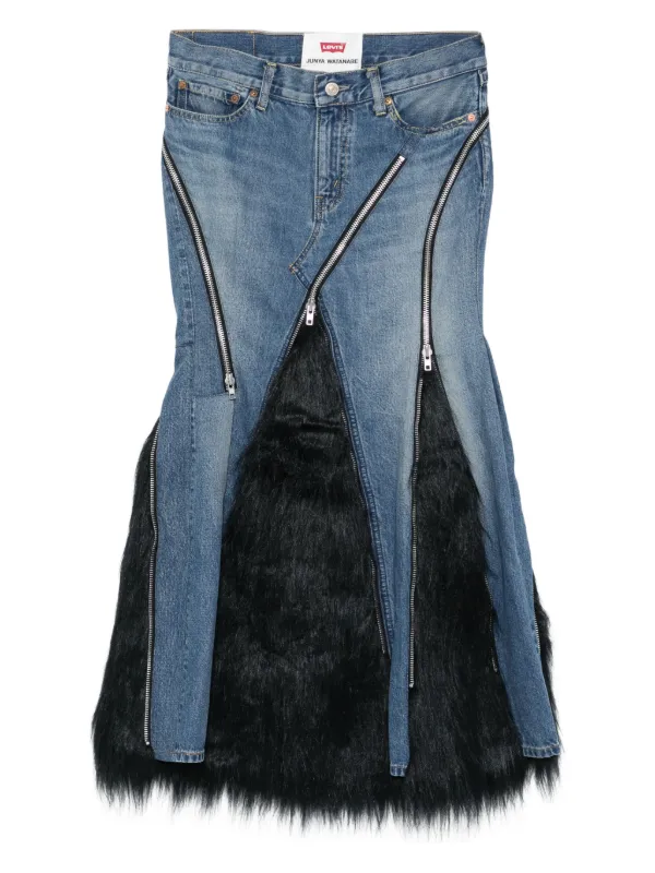 Junya Watanabe エコファー デニムスカート | ブルー | FARFETCH JP