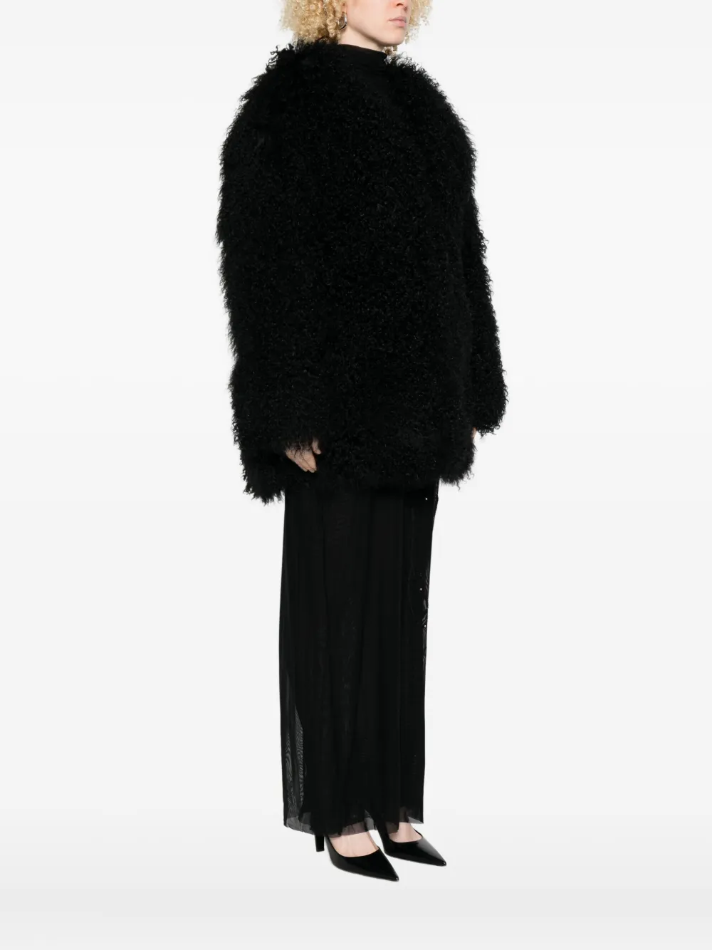 Numerootto Teddy-fleece Coat In Black