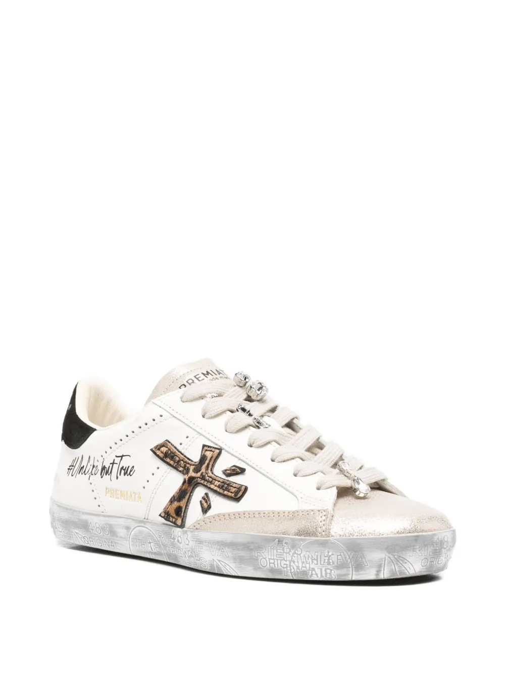 Premiata leopard-motif sneakers - Wit