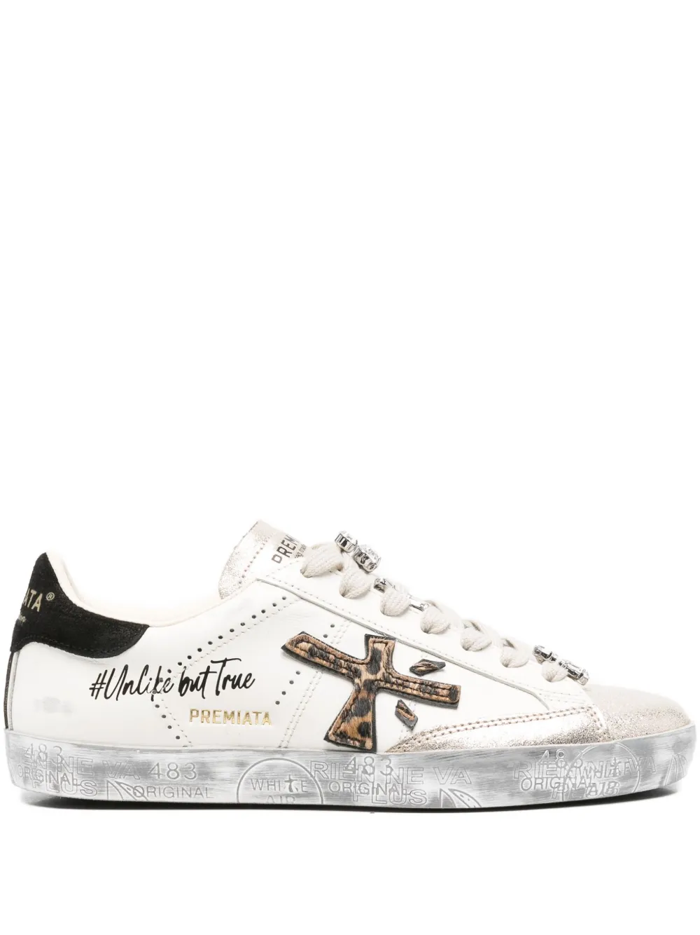 Premiata leopard-motif sneakers White