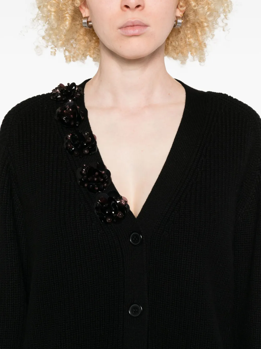 P.a.r.o.s.h Sequin-embellished Cardigan In Black