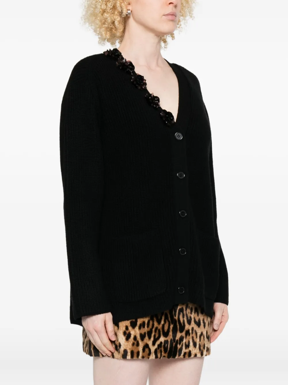 P.a.r.o.s.h Sequin-embellished Cardigan In Black
