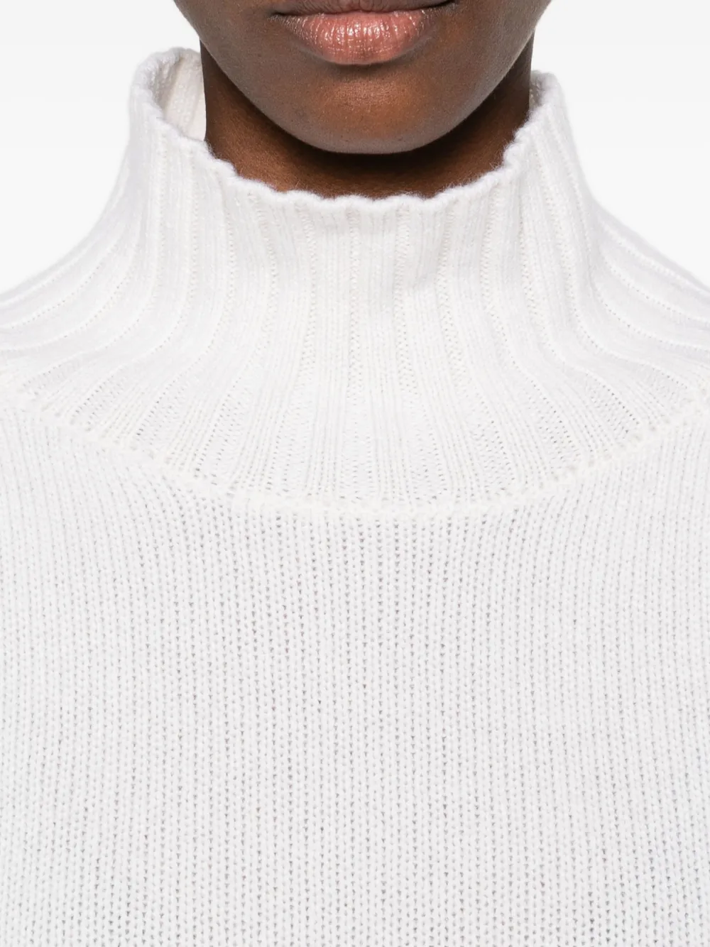 high-neck ribbed sweater
