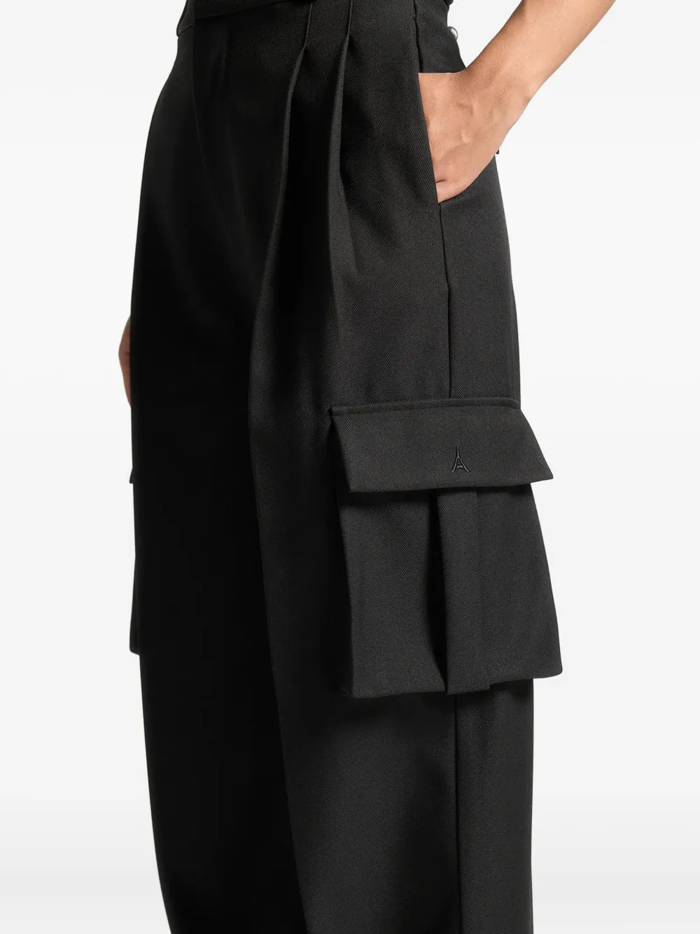 Manière De Voir Danielle Pleated Cargo Trousers In Black