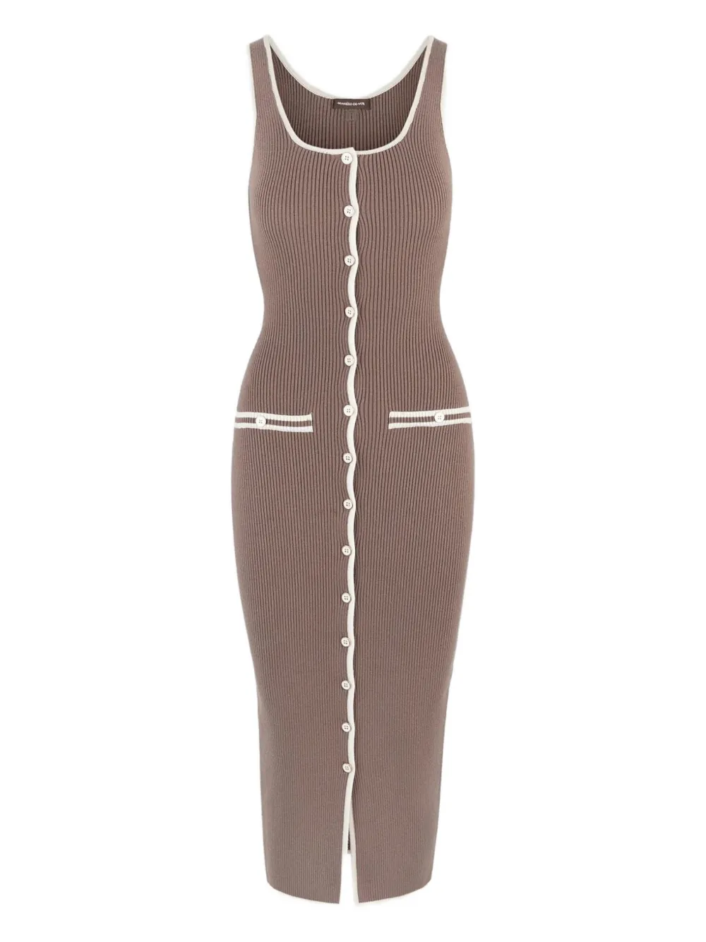 Manière De Voir Daphne ribbed button-front midi dress | Brown | Image 1
