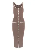 Manière De Voir Daphne ribbed button-front midi dress - Brown