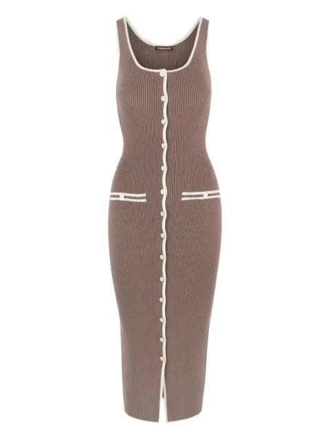 Manière De Voir Daphne ribbed button-front midi dress