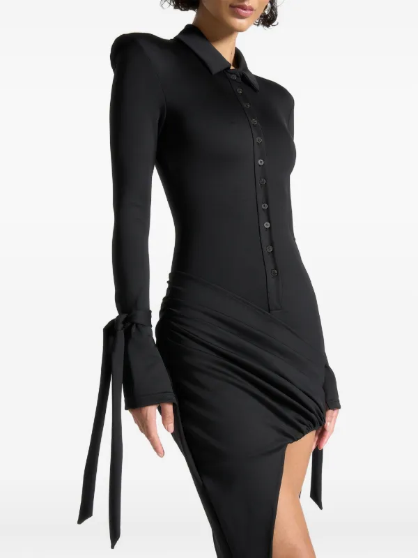 noir draped mini dress Valencia Noir Draped Jersey Mini Dress