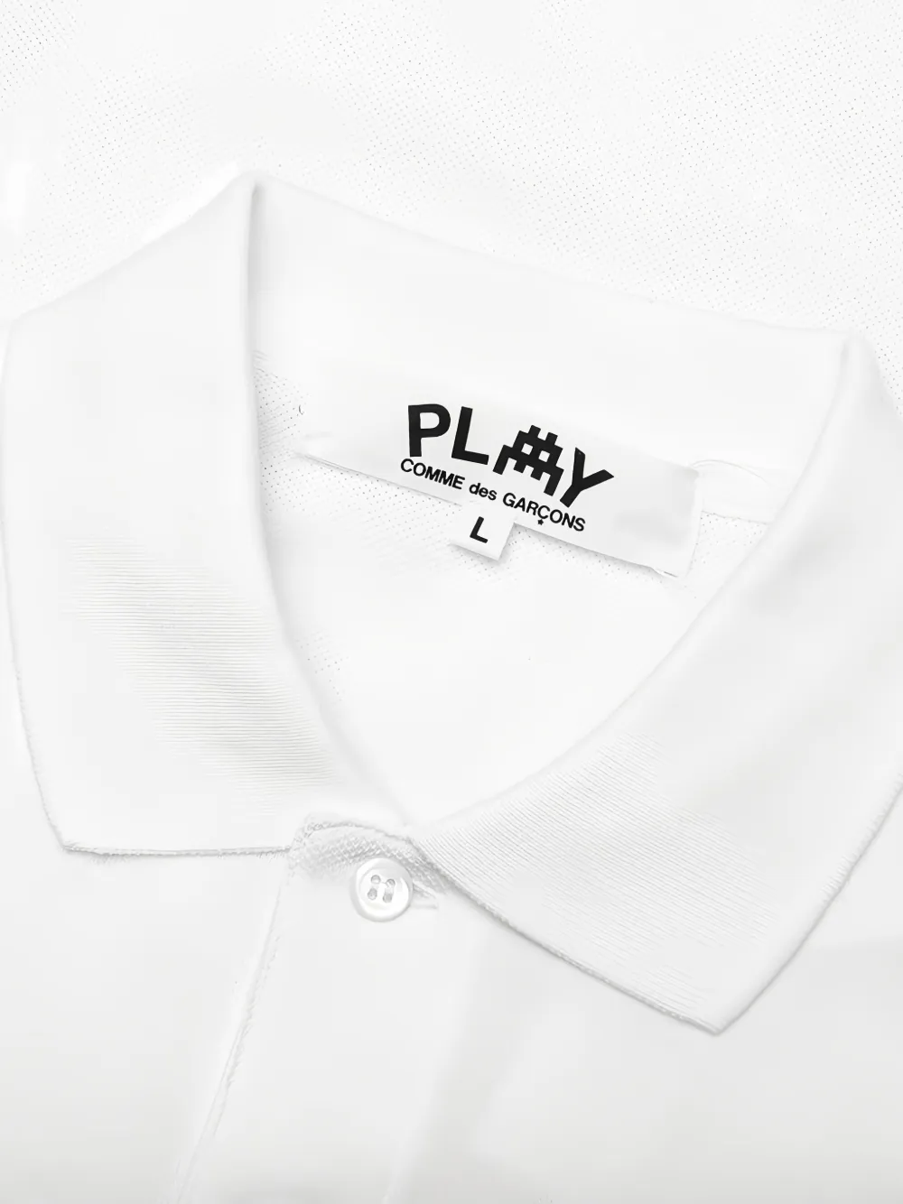 Comme Des Garçons Play X Invader Pixel-heart Embroidered Polo Shirt In White