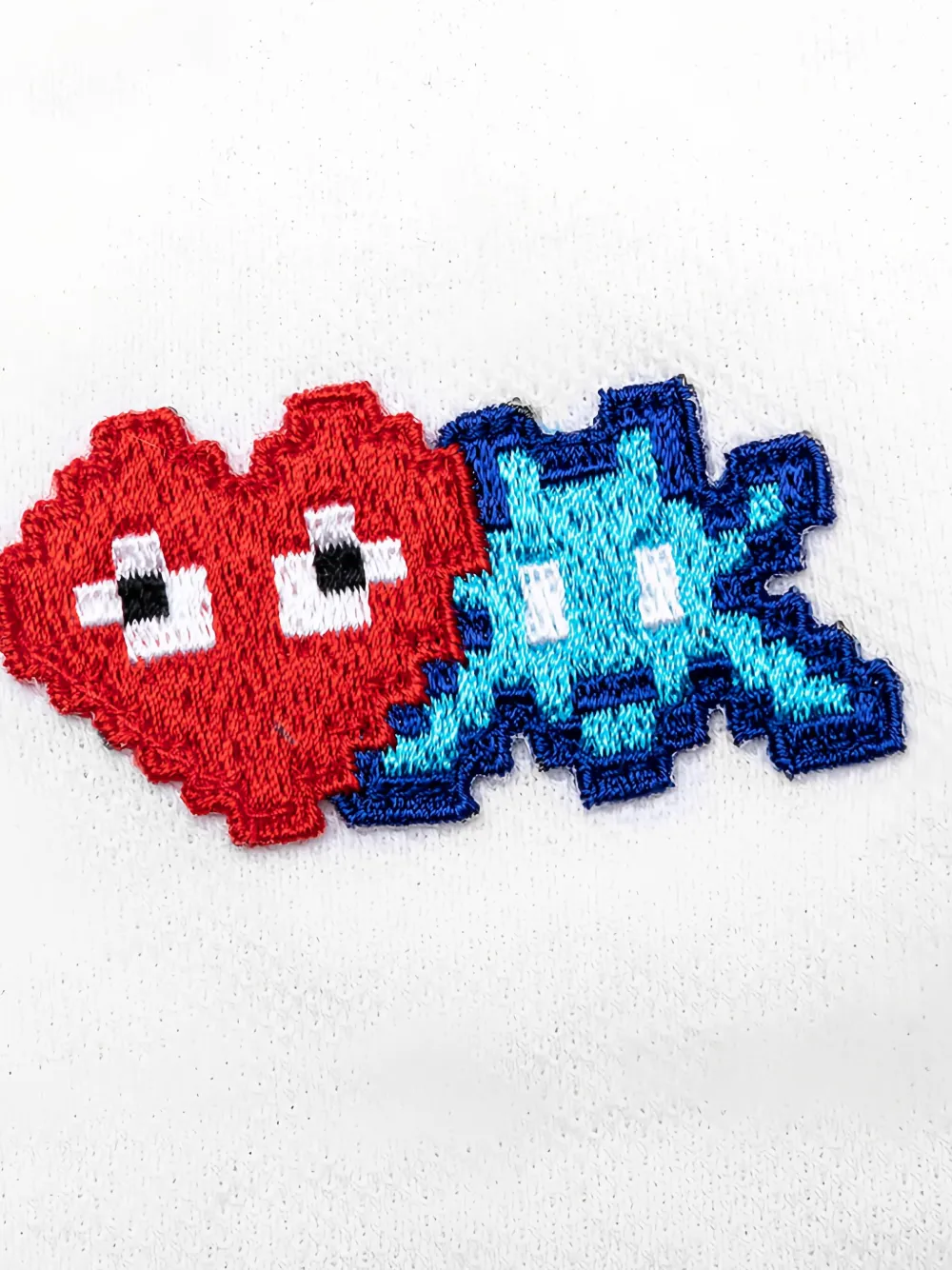Comme Des Garçons Play X Invader Pixel-heart Embroidered Polo Shirt In White