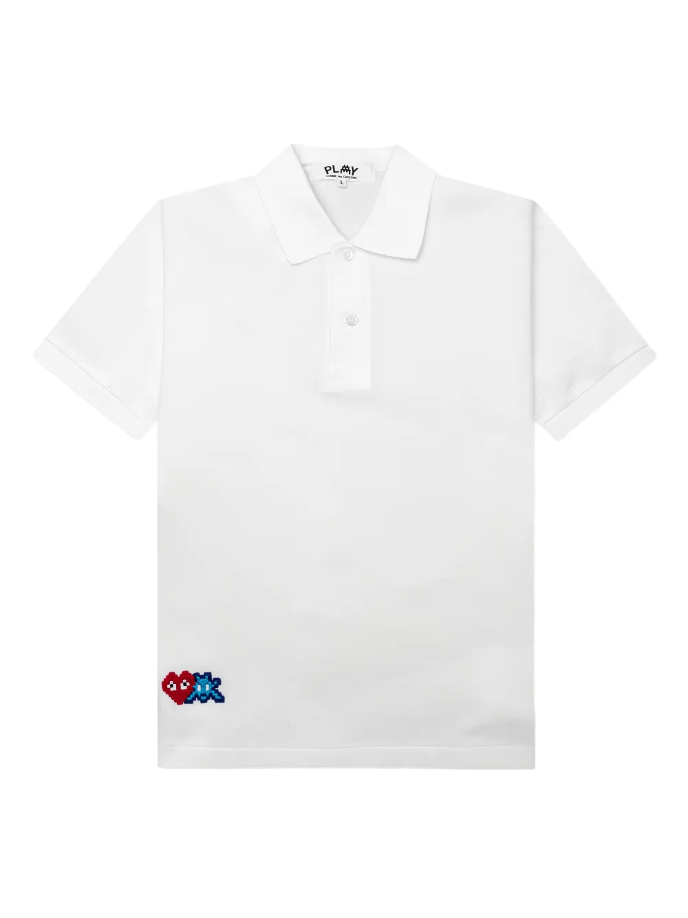 Comme Des Garçons Play x Invader pixel-heart embroidered polo shirt | White | Image 1