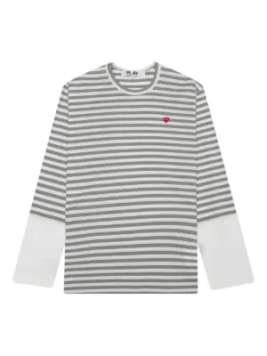♡PLAY Comme des Garçons ♡ストライプロングTシャツ L Comme Des Garçons Play ストライプ ロングTシャツ | グレー | FARFETCH JP
