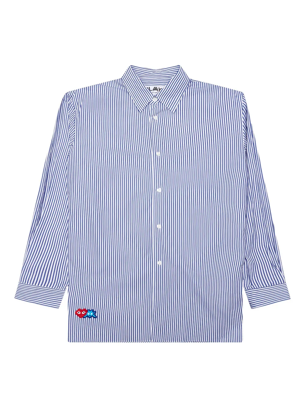 Comme Des Garçons Play striped embroidered-detail shirt | Blue | Image 1