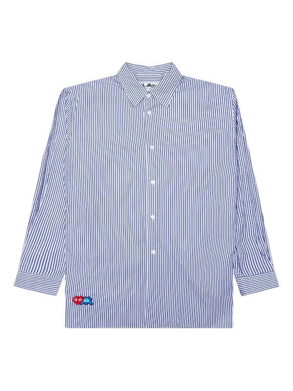 Comme Des Garçons Play エンブロイダリー ストライプ シャツ | ブルー