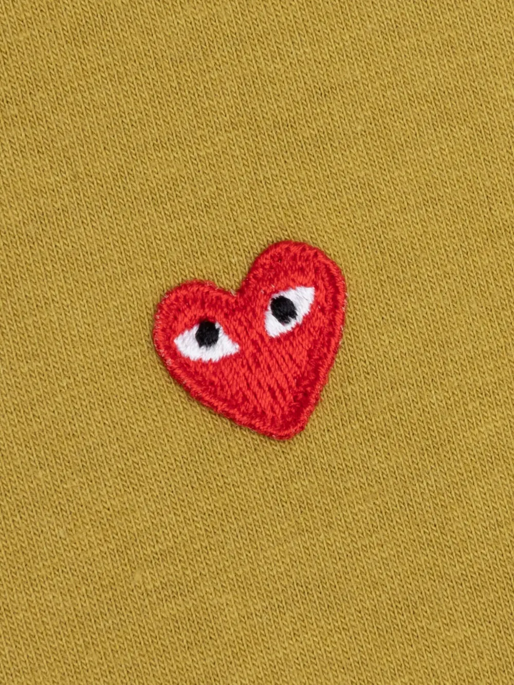 Comme Des Garçons Play Khaki Small Heart T-shirt In Yellow