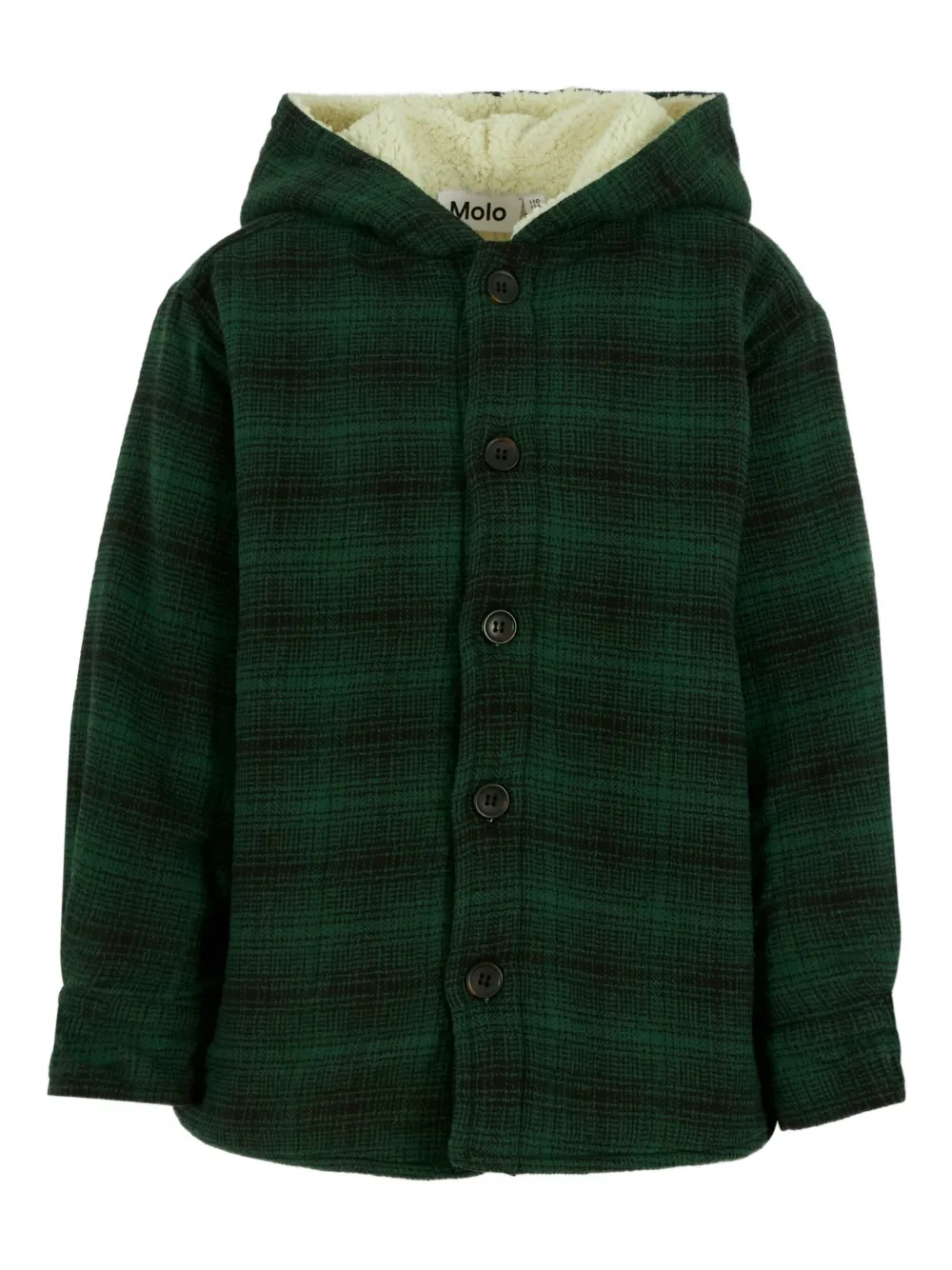 Molo hooded checked shirt jacket | Green | Image 1