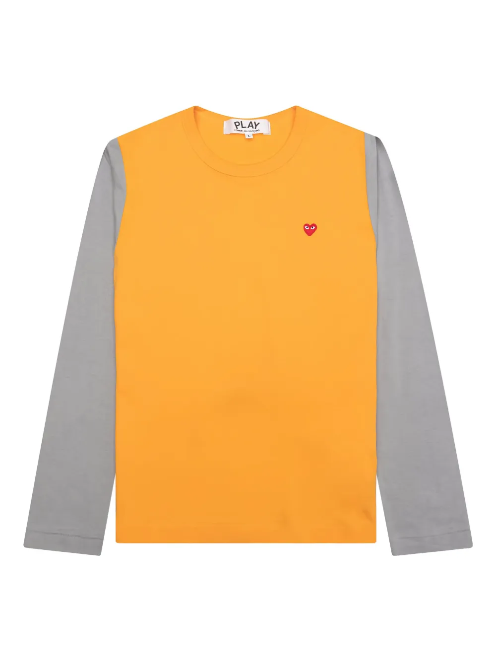 Comme Des Garçons Play heart-embroidered two-tone long-sleeve T-shirt | Yellow | Image 1