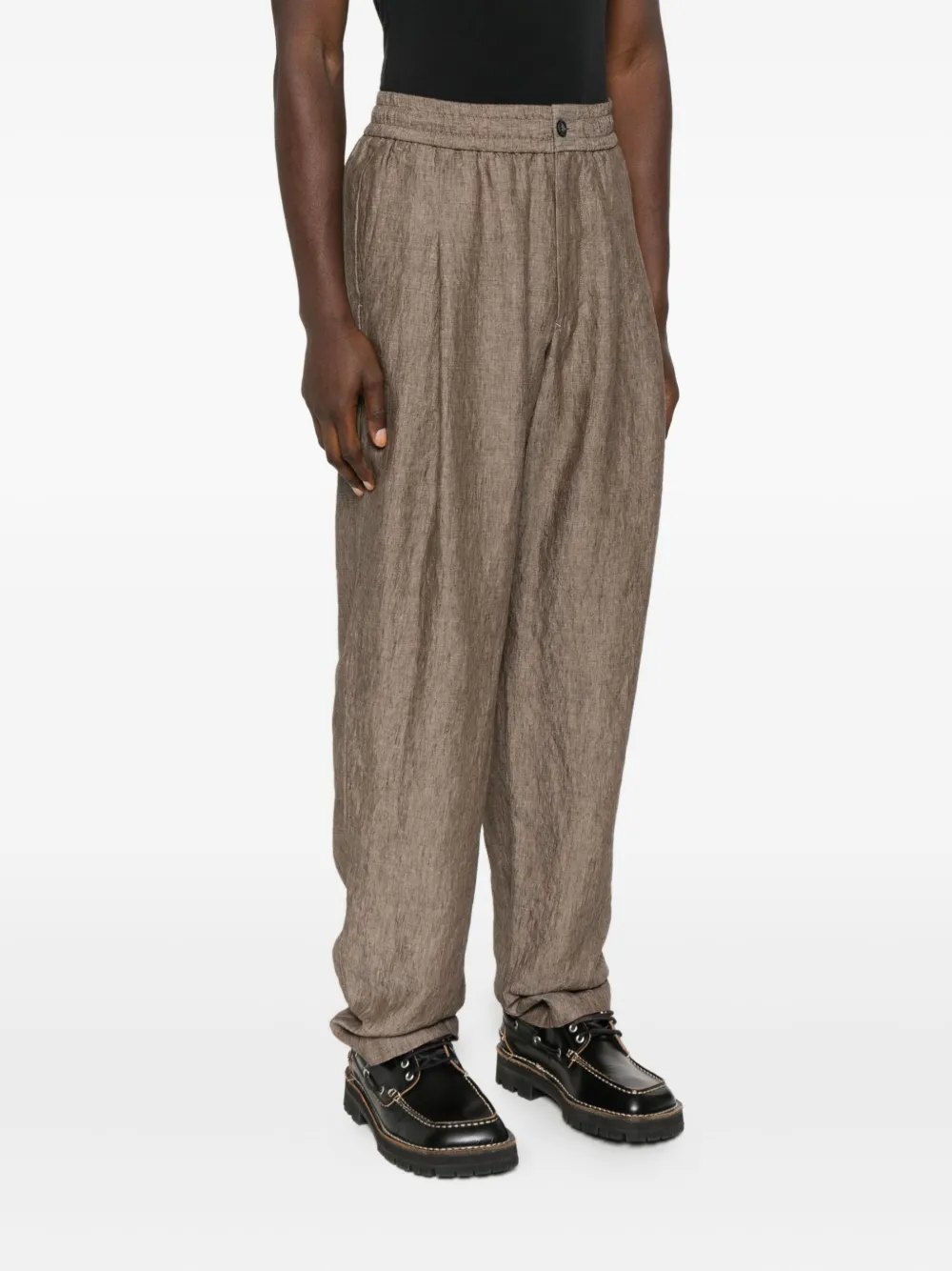 Giorgio Armani Broek met elastische taille Bruin