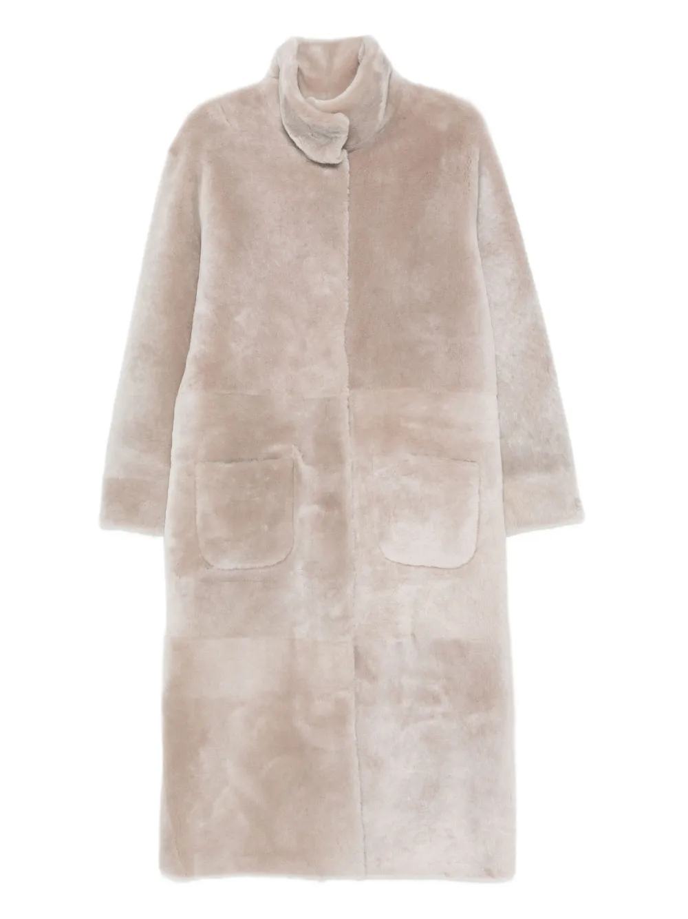 Simonetta Ravizza High-neck Patch-pocket Coat In Brown