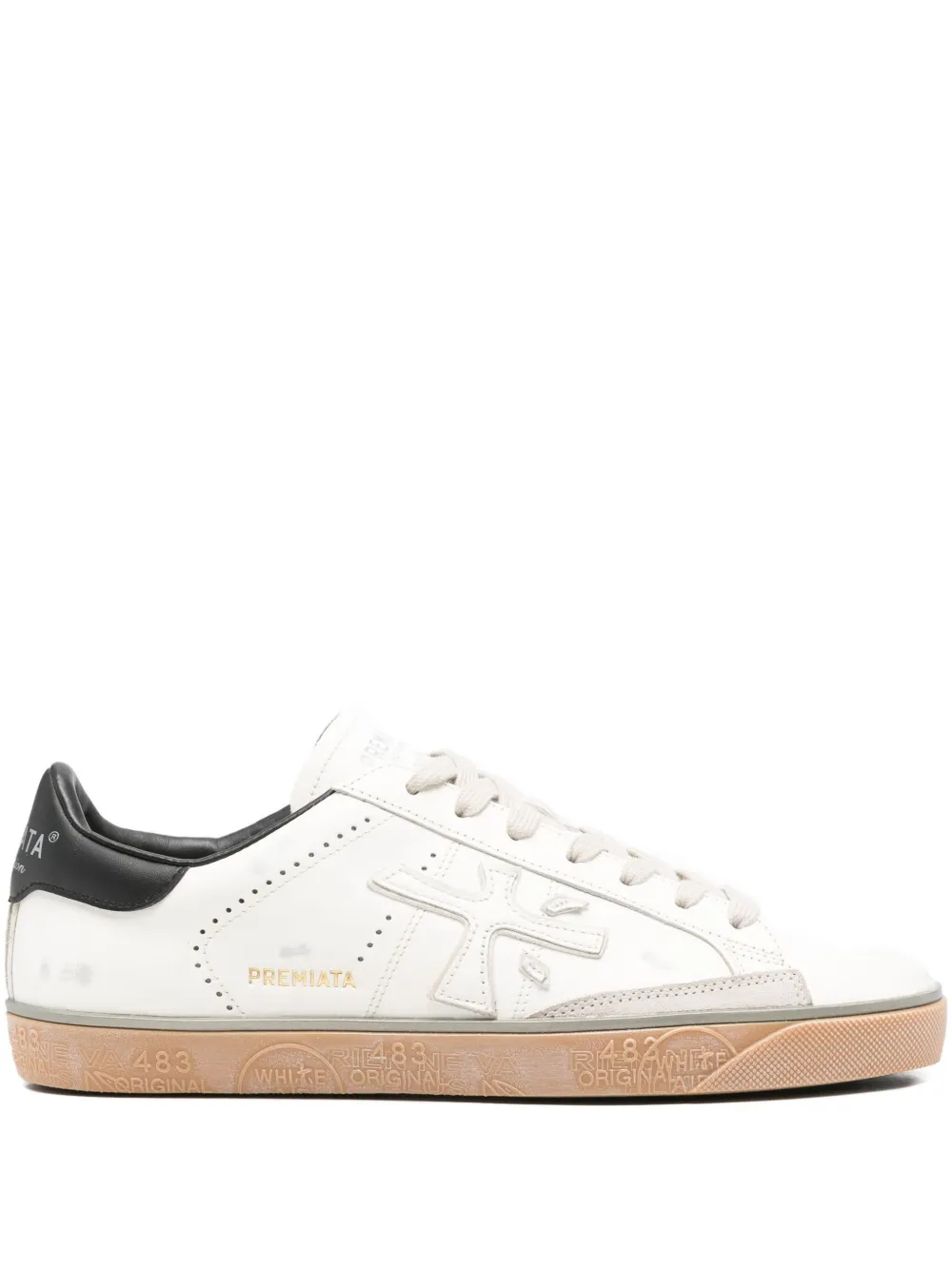 Premiata perforated-detail leather sneakers | White | Image 1