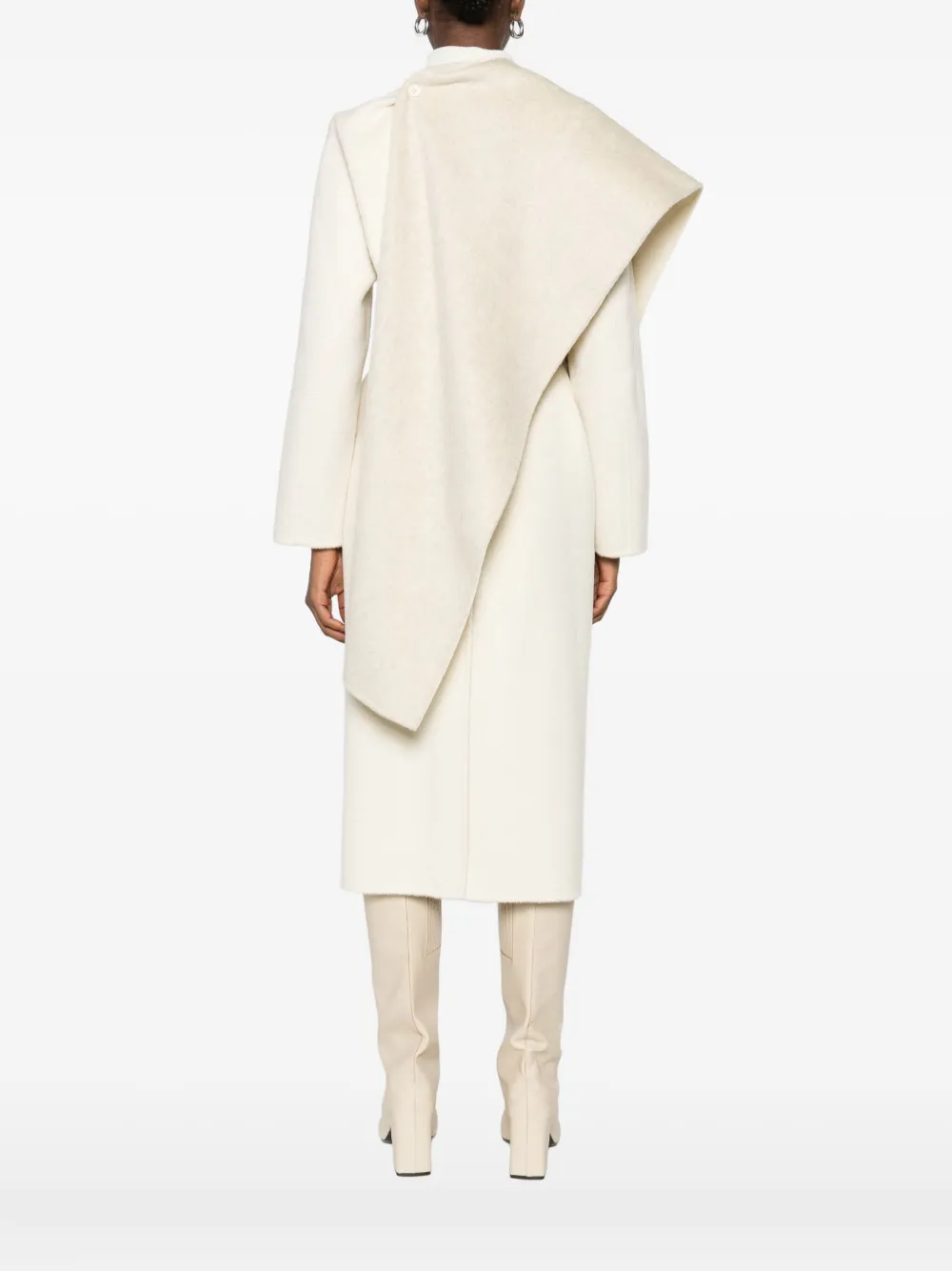 P.a.r.o.s.h Scarf-detail Belted Coat In Neutral