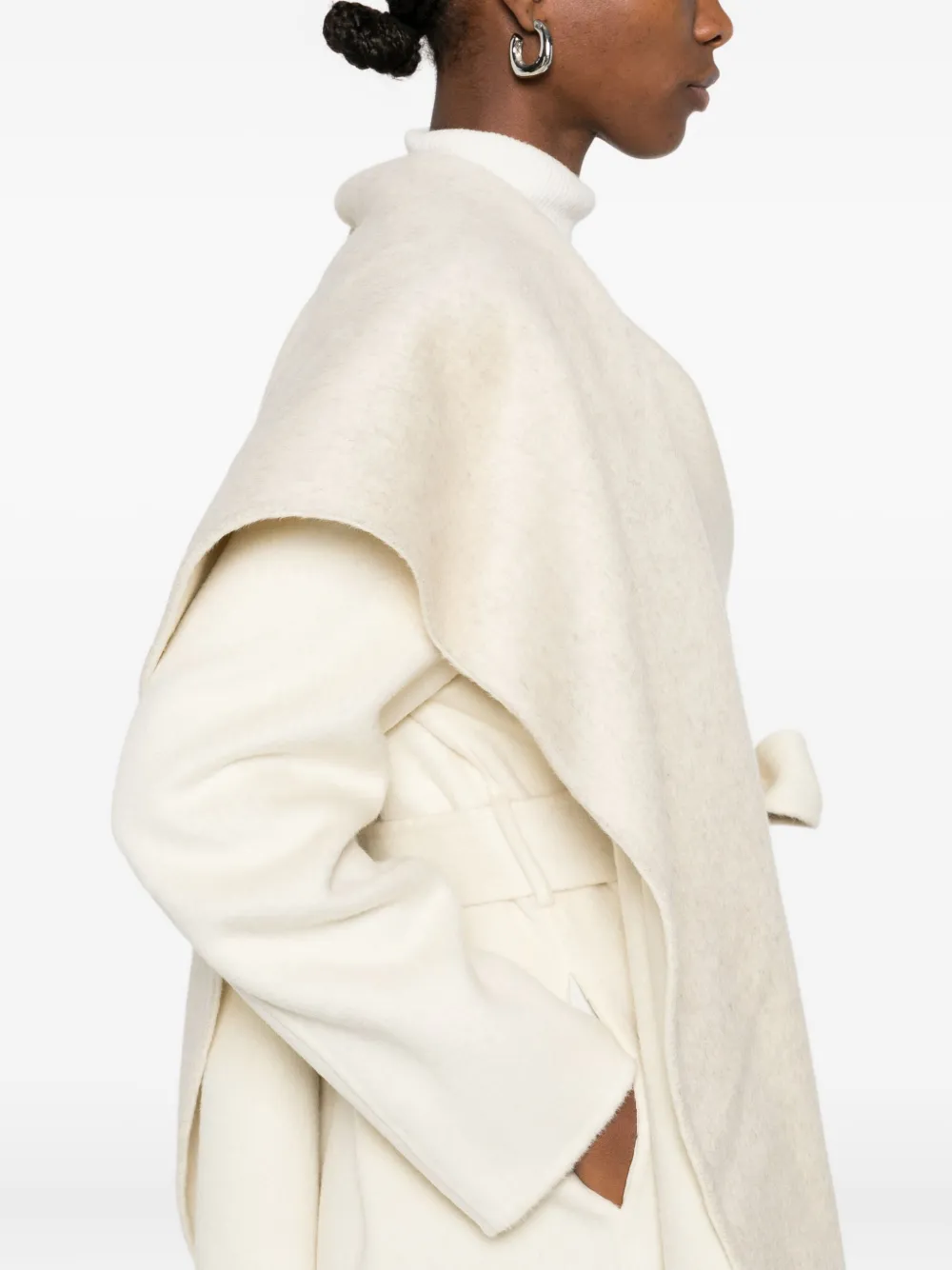 P.a.r.o.s.h Scarf-detail Belted Coat In Neutral