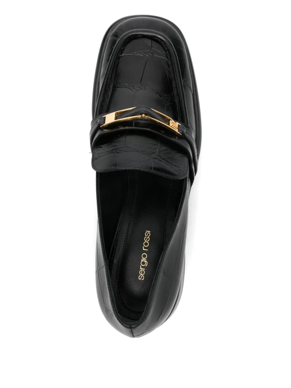 Sergio Rossi Bitt loafers met krokodillen-reliëf Zwart