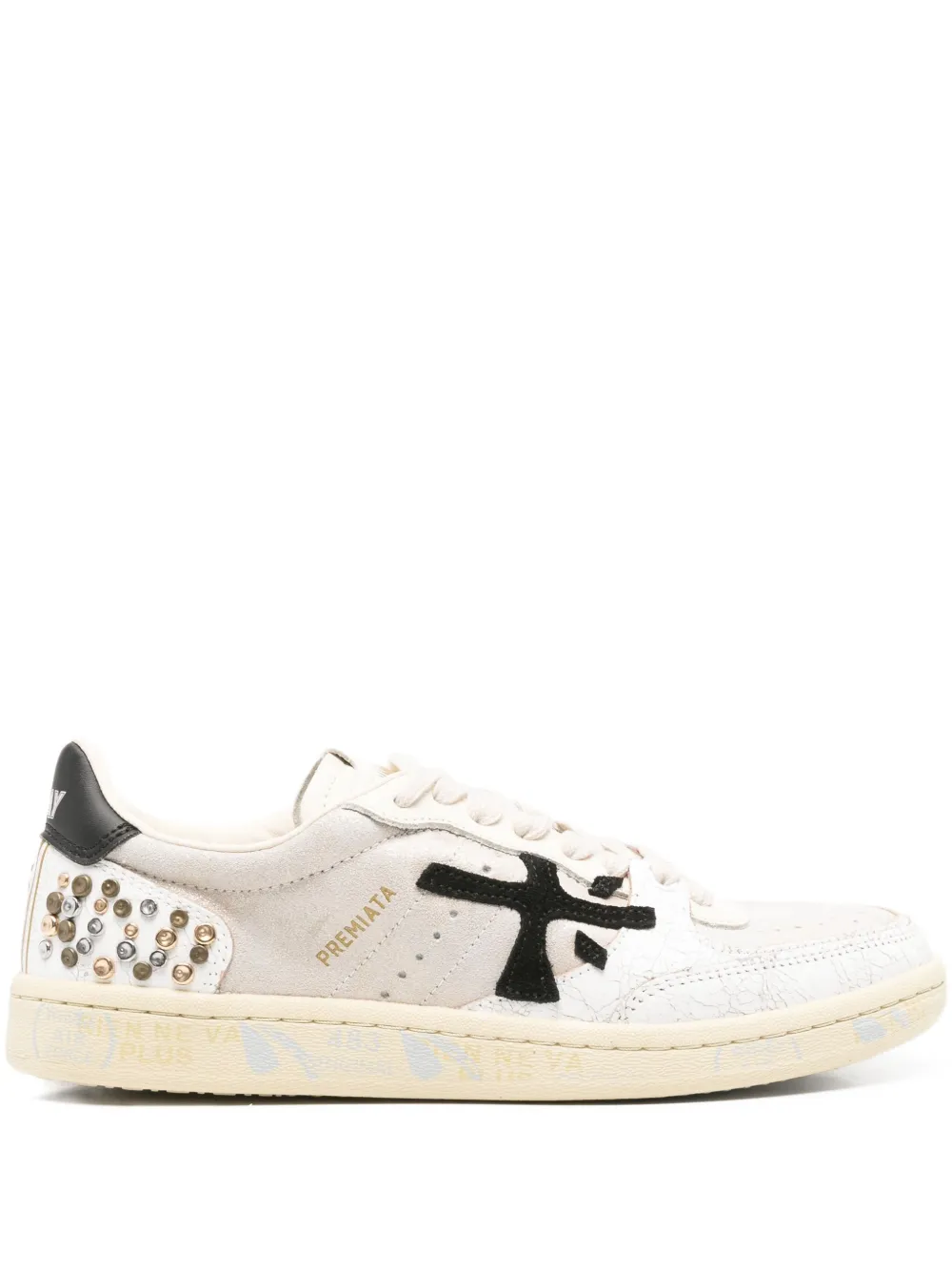 Premiata stud-embellished lace-up sneakers White