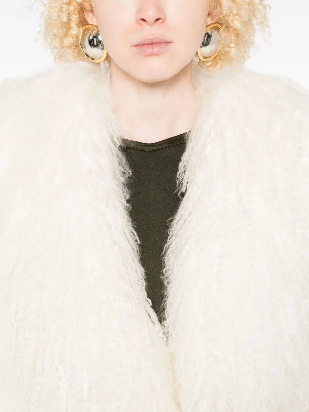 Numerootto Carlotta Belted Fluffy Coat In White