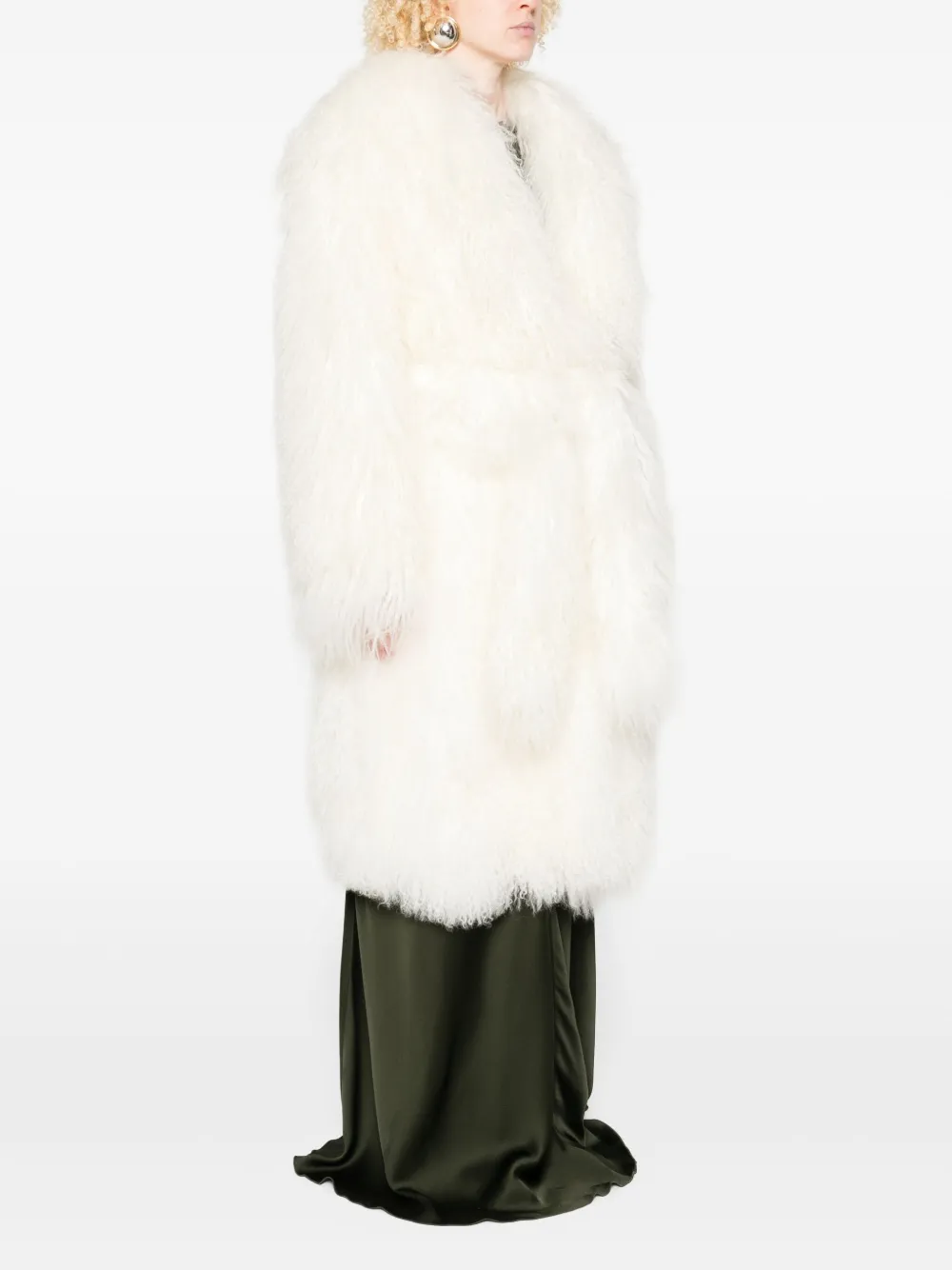 Numerootto Carlotta Belted Fluffy Coat In White