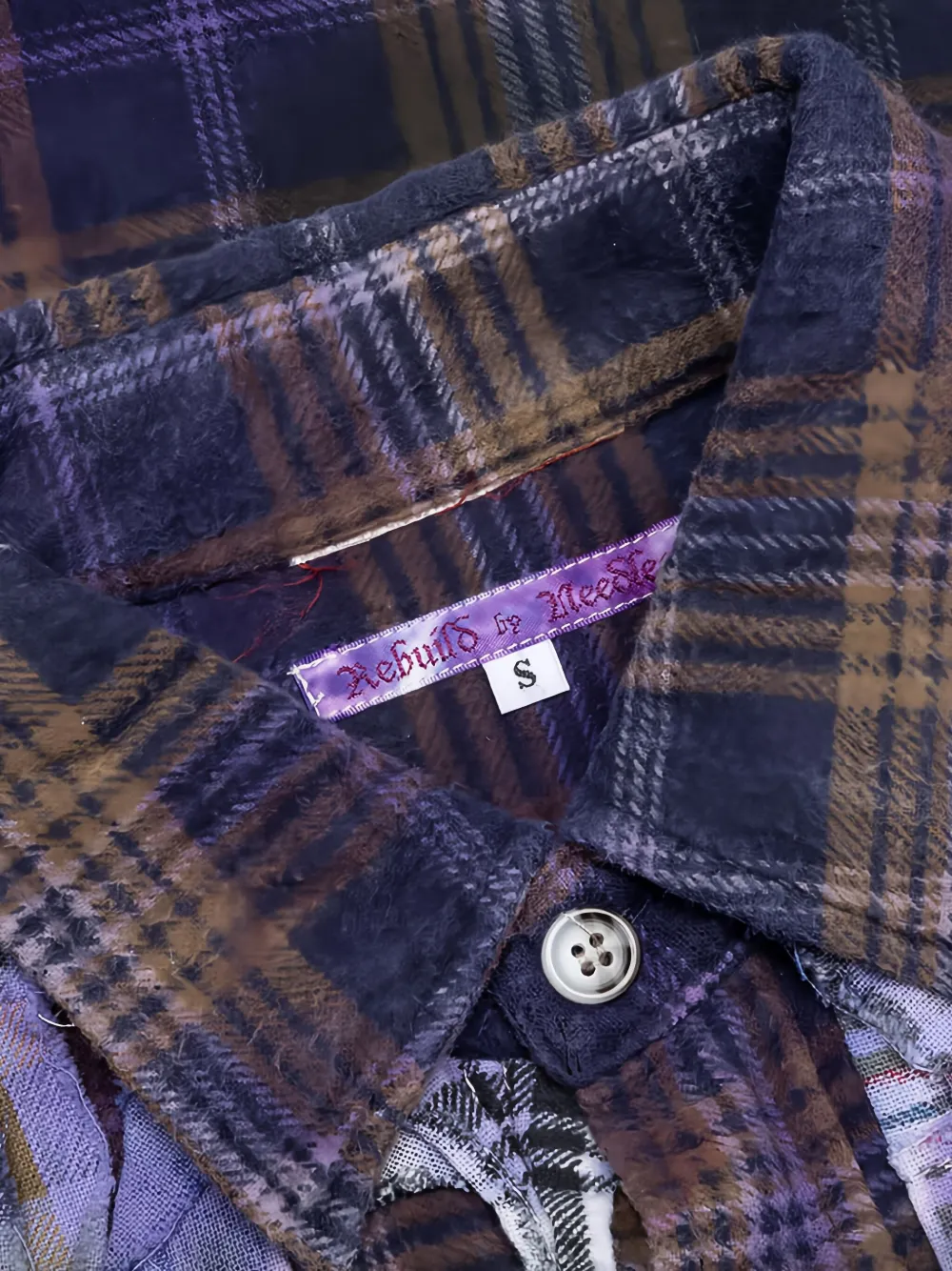 Needles Geruit overhemd met lintdetail Paars